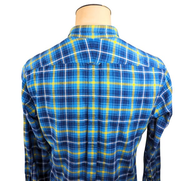 Burberry Black Label Men's 3 (Large) Long Sleeve Blue Plaid Flannel Shirt - Picture 6 of 14